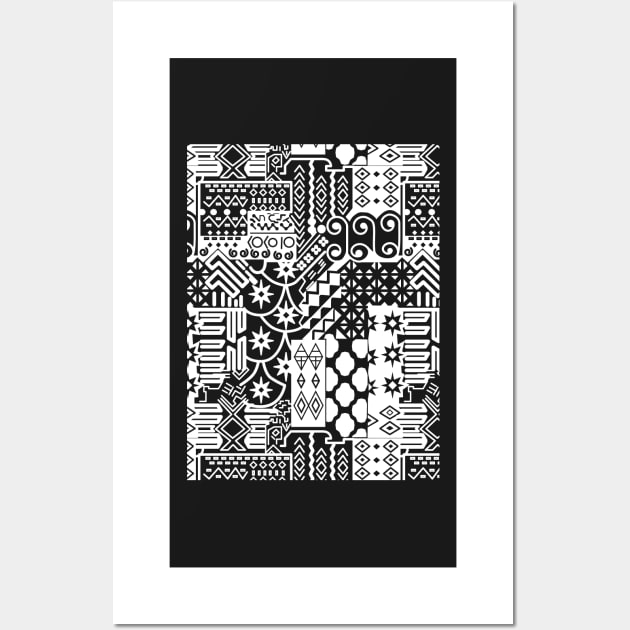 Black and white Geometric African Tribal Pattern Wall Art by BonniePhantasm